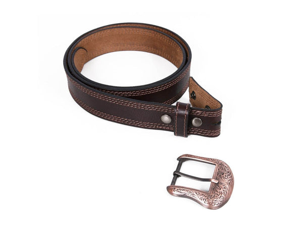 Fontana Leather Belt - Walnut Brown - Aaron Leather Goods