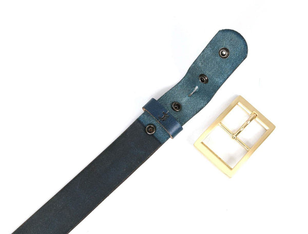 Irving Leather Belt - Blue - Aaron Leather Goods