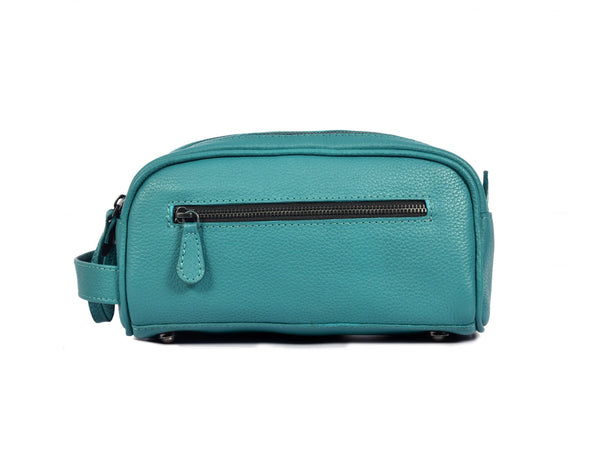 Amethyst Glow Leather Toiletry Bag - Teal - Aaron Leather Goods