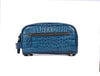 Aubrielle Leather Toiletry Bag - Blue Croco - Aaron Leather Goods