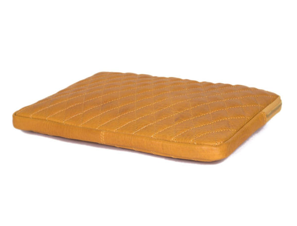 Ardentia Quilted Leather Mackbook Sleeve - Mustard - Aaron Leather Goods