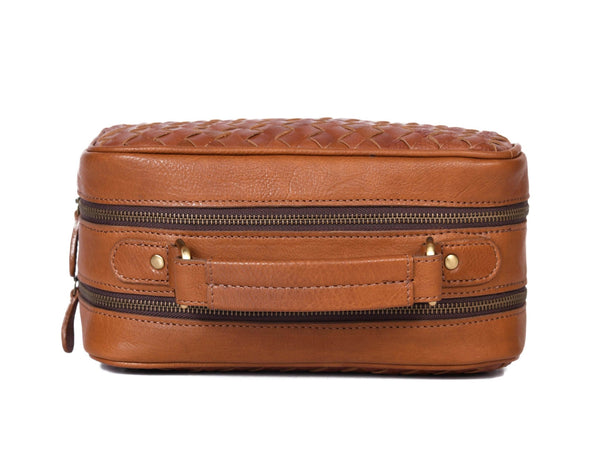 Tan Leather Dopp Kit – Dual Zipper Travel Bag - Aaron Leather Goods