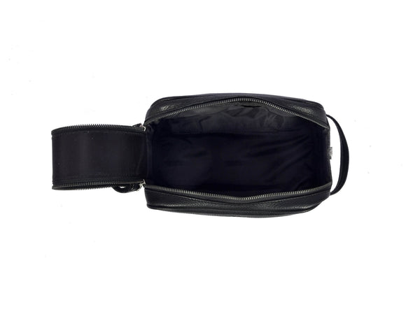 Amethyst Glow Leather Toiletry Bag - Black - Aaron Leather Goods