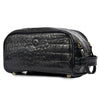 Aubrielle Leather Toiletry Bag - Black Croco - Aaron Leather Goods