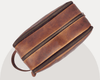 Vintage Brown Leather Dopp Kit – Dual Compartment - Aaron Leather Goods