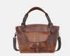 Vintage Leather Satchel Tote with Crossbody Strap - Aaron Leather Goods