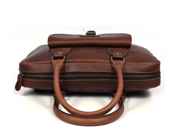 Miramas Leather Office Bag – Walnut Brown - Aaron Leather Goods