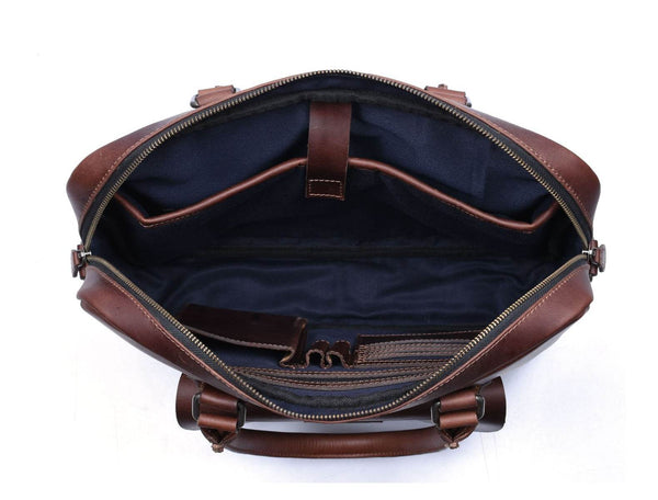 Miramas Leather Office Bag – Walnut Brown - Aaron Leather Goods