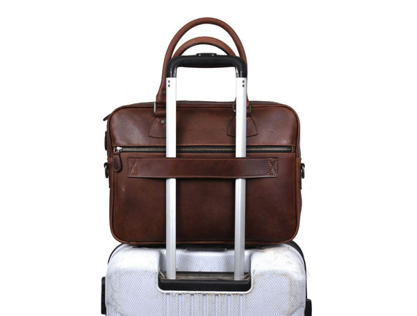 Miramas Leather Office Bag – Walnut Brown - Aaron Leather Goods