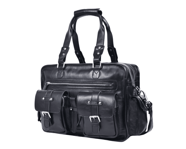 The Maverick Black – Executive Leather Laptop & Travel Messenger - Aaron Leather Goods