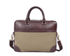 Premium Leather & Canvas Laptop Briefcase – Handmade Office Bag