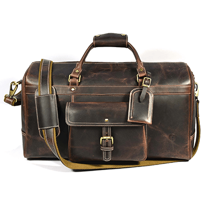 Bolzano Leather Duffle Bag - Walnut Brown - Aaron Leather Goods