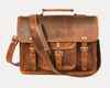 Ancona Leather Office Bag 15" - Caramel Brown - Aaron Leather Goods