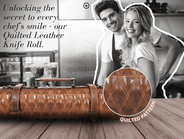 Arctic Blade Quilted Leather Knife Roll - Sienna - Aaron Leather Goods