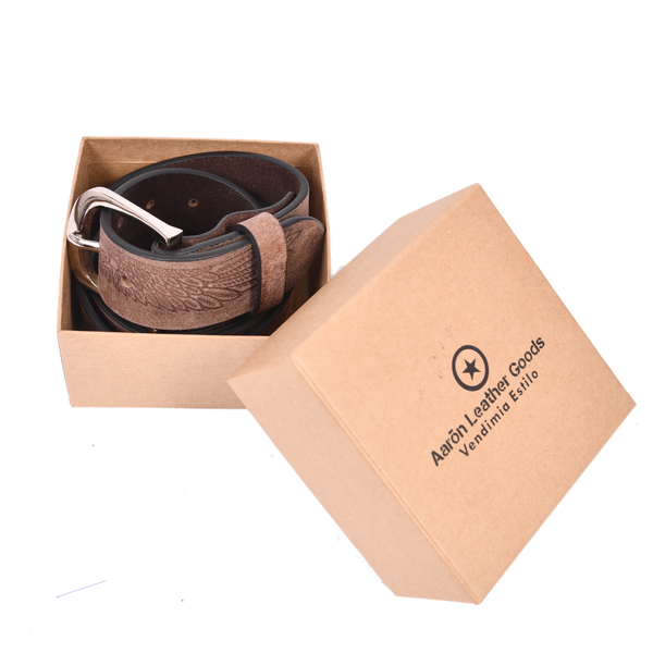 Vintage Crazy Horse Leather Backpack & Eagle Engraved Leather Belt Gift Set for Men | Handmade Full Grain Leather Travel & Everyday Combo