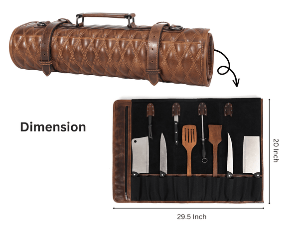 Arctic Blade Quilted Leather Knife Roll - Sienna - Aaron Leather Goods