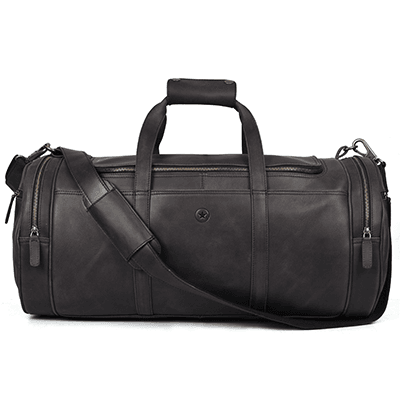 Cordoba Leather Barrel Bag - Raven Black - Aaron Leather Goods