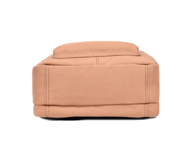 Premium Tan Canvas Backpack with Leather Zipper - Aaron Leather Goods