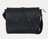Savona Leather Messenger Bag - Raven Black - Aaron Leather Goods