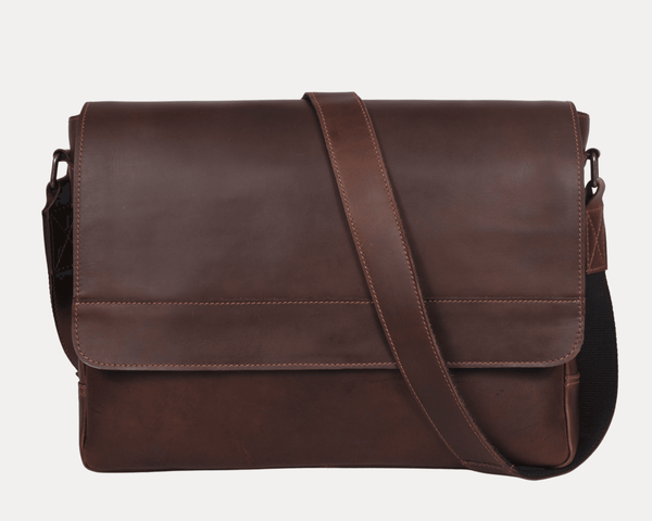 Villandry Leather Messenger Bag - Walnut Brown - Aaron Leather Goods