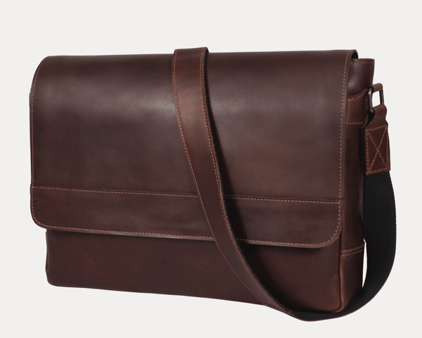 Villandry Leather Messenger Bag - Walnut Brown - Aaron Leather Goods