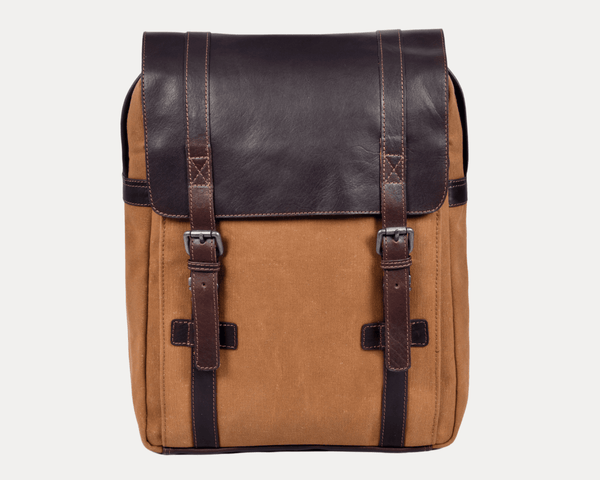Rustic Rover Waxed Canvas Leather Backpack - Aaron Leather Goods
