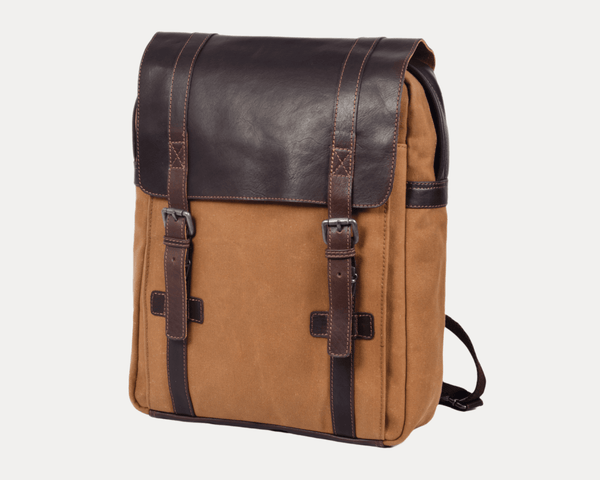 Rustic Rover Waxed Canvas Leather Backpack - Aaron Leather Goods