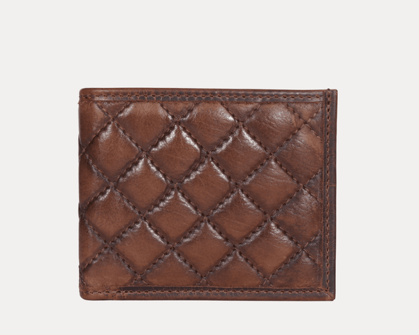 Quilted Brown Bifold Leather Wallet - Aaron Leather Goods