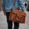 Ancona Leather Office Bag 15" - Gingerbread - Aaron Leather Goods