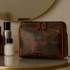 Aaron Reserve Vintage Leather Toiletry Bag – Full-Grain Dual Tone Travel Dopp Kit