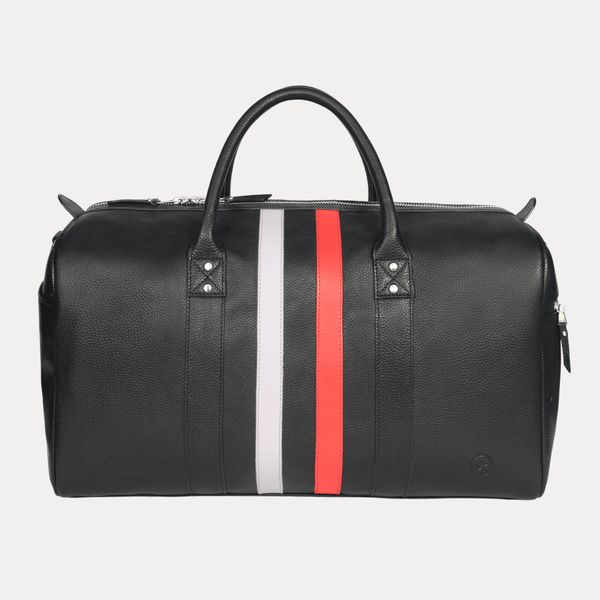 Black Premium Leather Travel Duffle Bag - Aaron Leather Goods