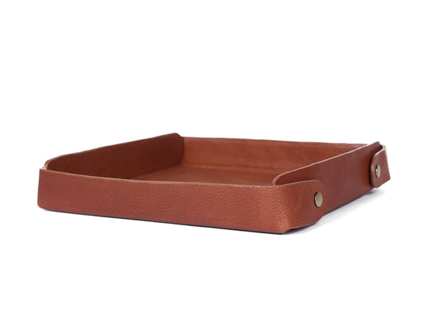 LuxeSnap Leather Square Tray - Tan - Aaron Leather Goods