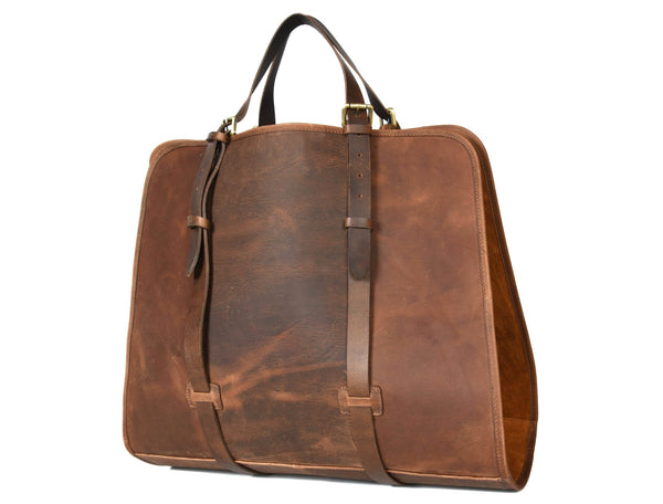 Premium Leather Firewood Log Carrier Tote - Aaron Leather Goods