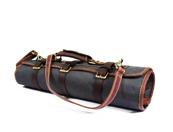 Aaron Leather Goods Canvas & Leather Knife Roll + Travel Backpack Combo - Aaron Leather Goods