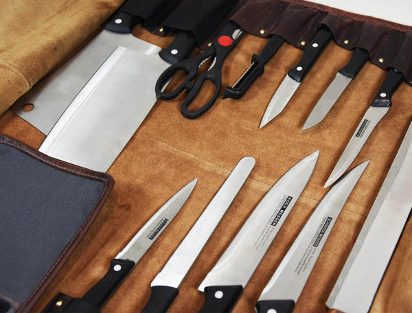 Aaron Leather Goods Canvas & Leather Knife Roll + Travel Backpack Combo - Aaron Leather Goods