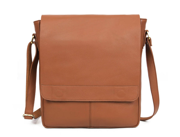 Aaron Leather Goods | Premium Full Grain Leather Messenger Bag – Tan - Aaron Leather Goods