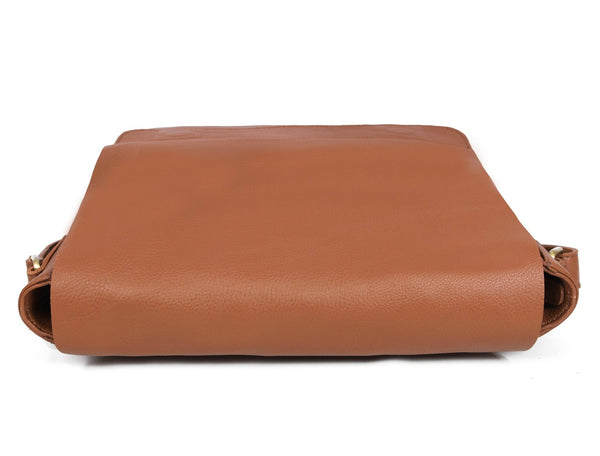 Aaron Leather Goods | Premium Full Grain Leather Messenger Bag – Tan - Aaron Leather Goods
