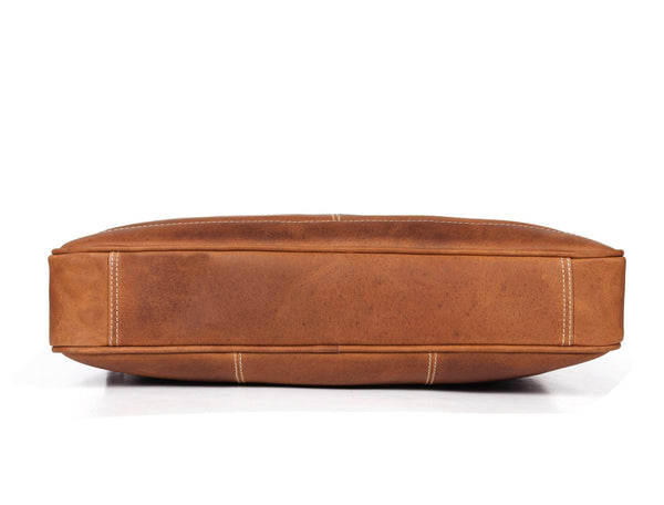 Aaron Leather Goods - Vintage Tan Leather Office Bag - Aaron Leather Goods