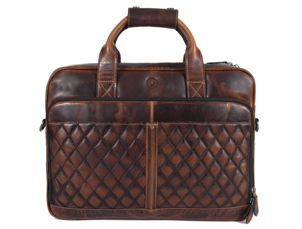 Quilted Leather Portfolio & Toiletry Bag Combo - Aaron Leather Goods