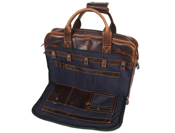 Quilted Leather Portfolio & Toiletry Bag Combo - Aaron Leather Goods
