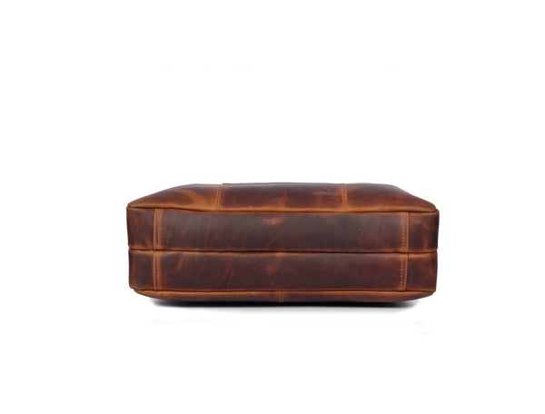 Aaron Leather Goods Full - Grain Leather Office Bag – Sleek Black Laptop Briefcase for Men - Aaron Leather Goods