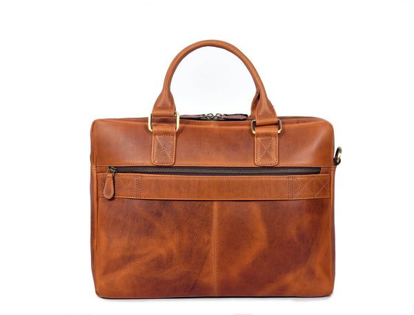 Aaron Leather Goods Full - Grain Leather Office Bag – Sleek Black Laptop Briefcase for Men - Aaron Leather Goods