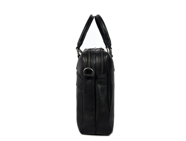 Aaron Leather Goods Full - Grain Leather Office Bag – Sleek Black Laptop Briefcase for Men - Aaron Leather Goods
