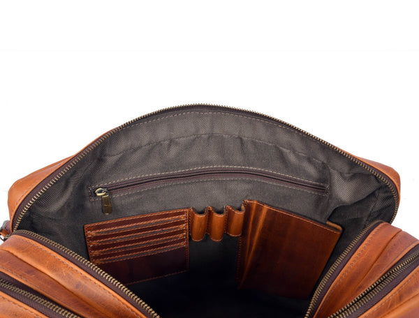 Aaron Leather Goods Full - Grain Leather Office Bag – Sleek Black Laptop Briefcase for Men - Aaron Leather Goods