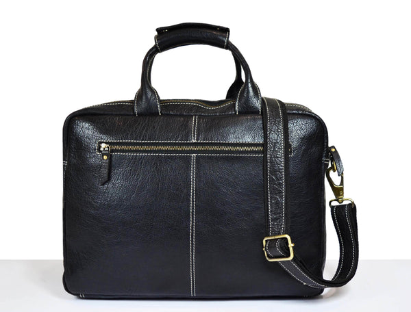 Black Leather Office Bag for Men – 16 Inch Laptop Bag - Aaron Leather Goods