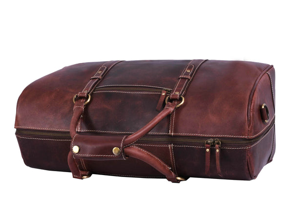 Premium Buffalo Leather Travel Weekender Bag - Aaron Leather Goods