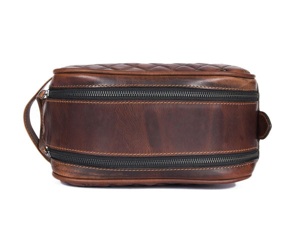 Quilted Leather Portfolio & Toiletry Bag Combo - Aaron Leather Goods