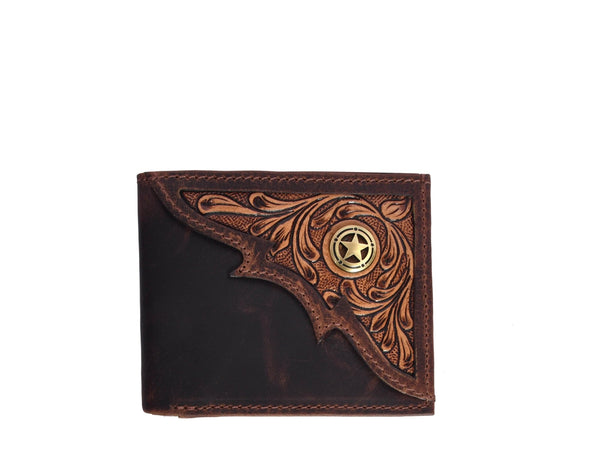 Tooled Leather Wallet For Men - Aaron Leather Goods