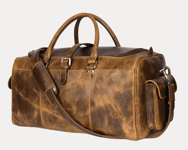 Acoma Leather Travel Bag - Caramel (TB - 20 ) - Aaron Leather Goods
