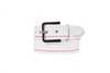 Premium Black Leather Belt with Red Stitching & Silver Buckle - Aaron Leather Goods